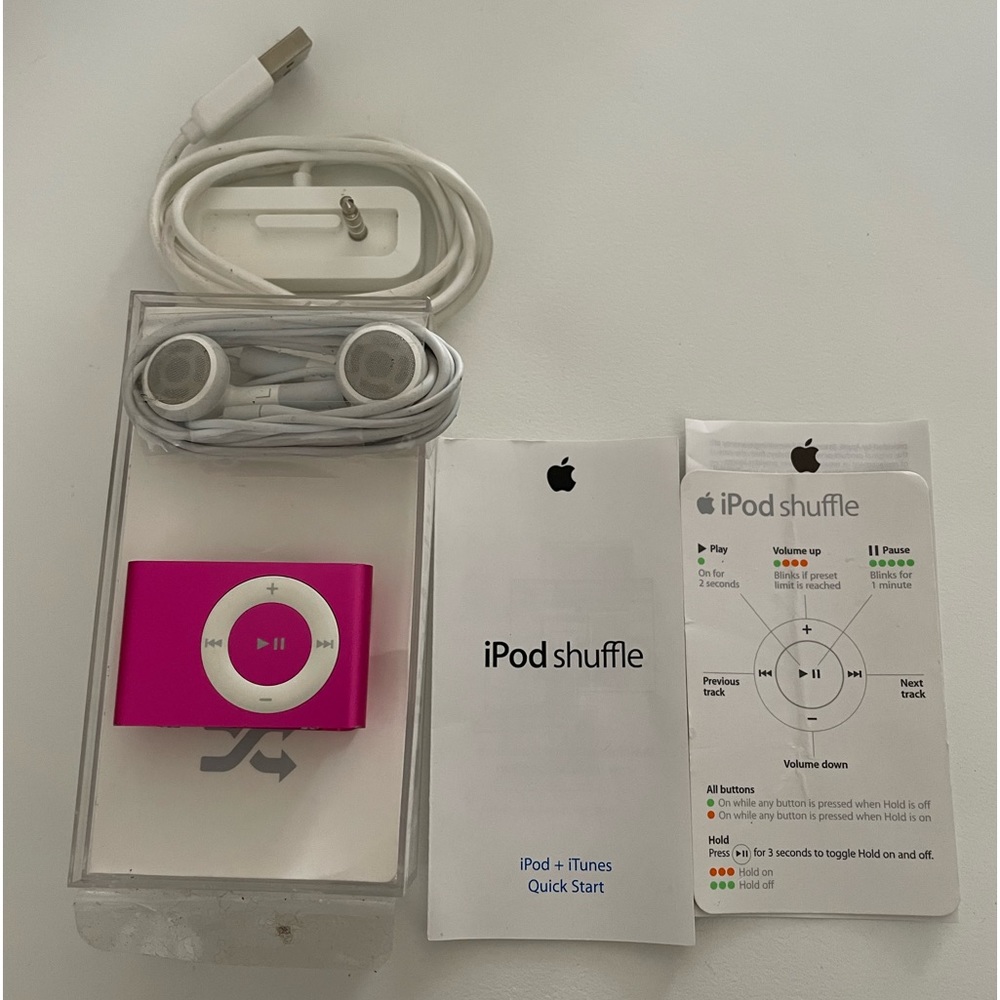 Apple IPod Shuffle 1gb Hot Pink TESTED with Music Apple Accessories